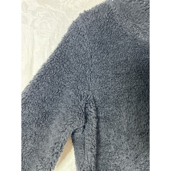 Athleta Turtleneck Sweatshirt Small Black Fuzzy Teddy Bear Oversized - Picture 4 of 9